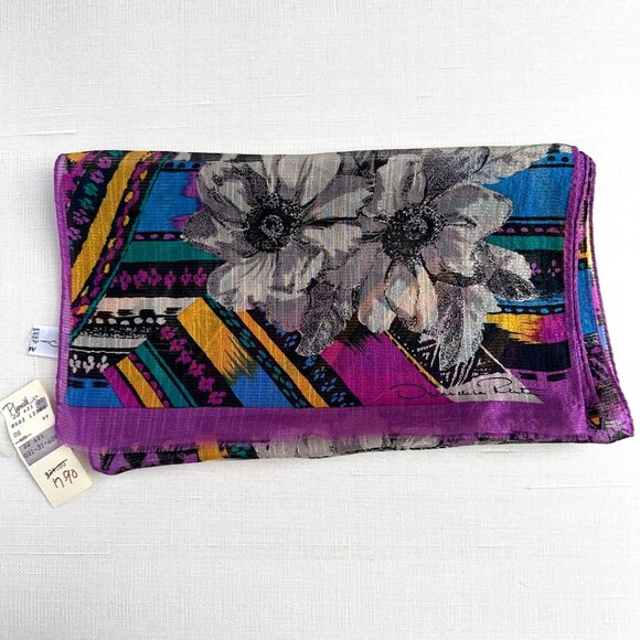 Oscar de la Renta Floral Silk Scarf - Picture 1 of 9